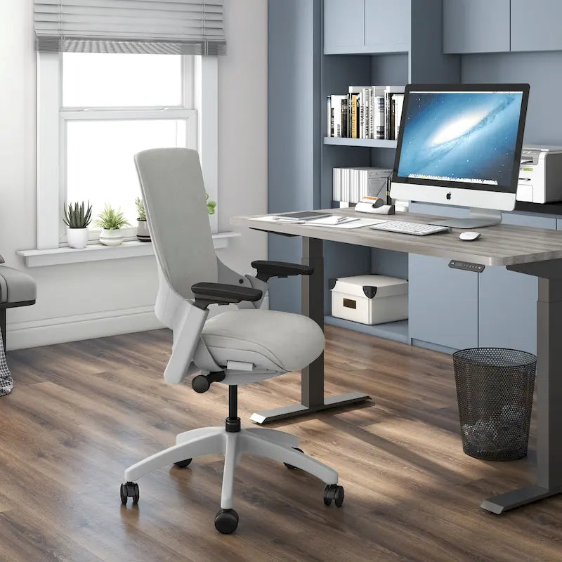 Chaise de bureau réglable en hauteur en tissu certifié ANSI-BIFMA Furniture of America Hudson Modern Grey
