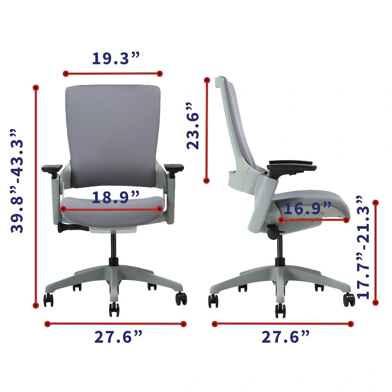 Chaise de bureau réglable en hauteur en tissu certifié ANSI-BIFMA Furniture of America Hudson Modern Grey