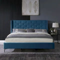 Cadre de lit plateforme Morden Fort King Size en velours rembourré avec pieds en métal de 15 cm