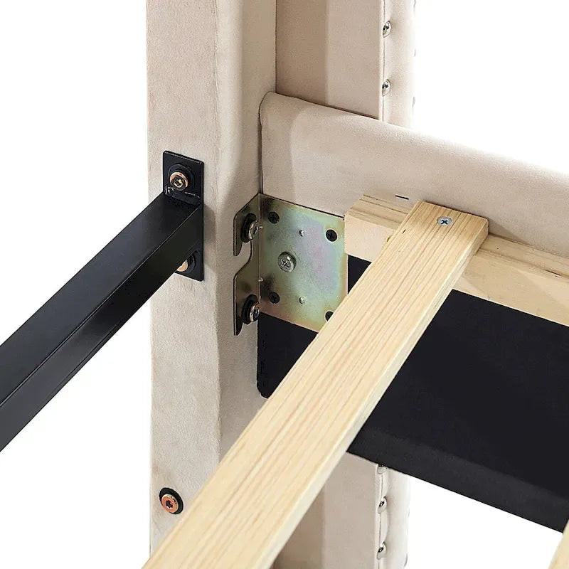Cadre de lit plateforme Morden Fort King Size en velours rembourré avec pieds en métal de 15 cm