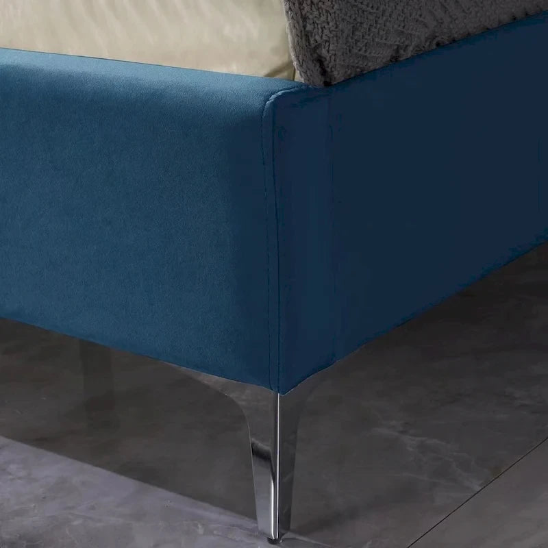 Cadre de lit plateforme Morden Fort King Size en velours rembourré avec pieds en métal de 15 cm