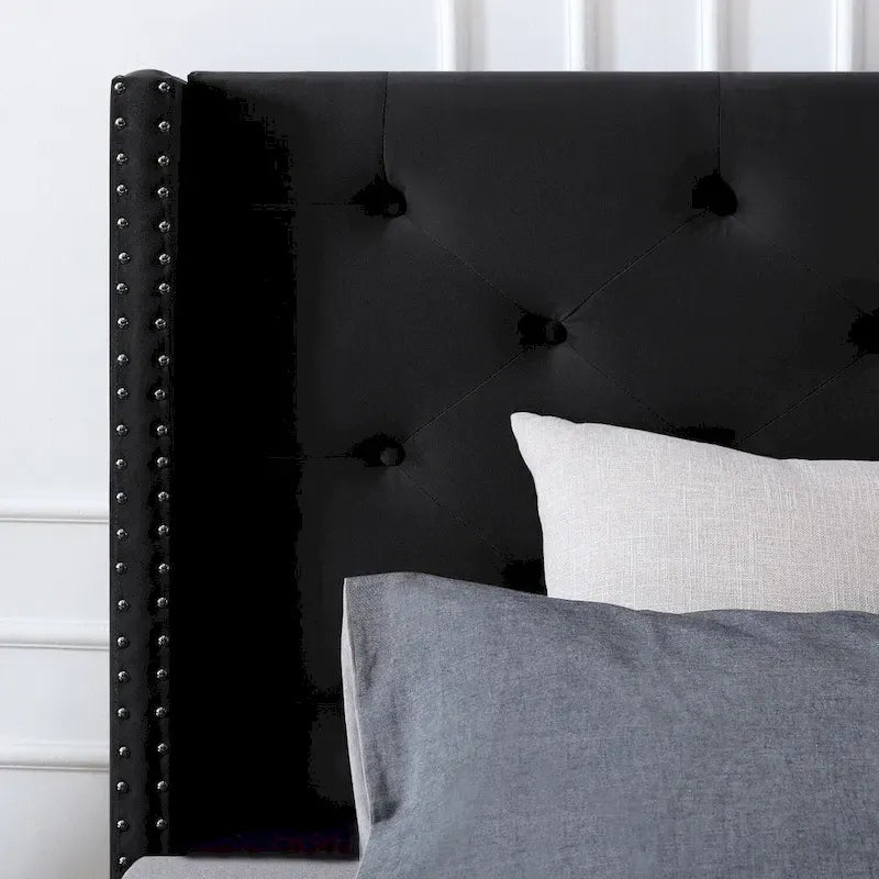 Cadre de lit plateforme Morden Fort King Size en velours rembourré avec pieds en métal de 15 cm