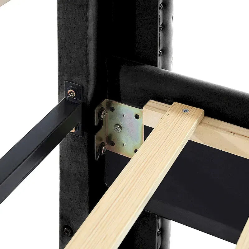 Cadre de lit plateforme Morden Fort King Size en velours rembourré avec pieds en métal de 15 cm