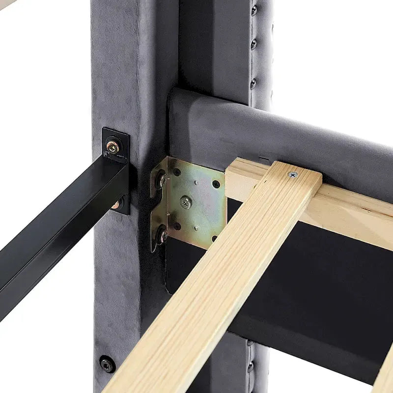 Cadre de lit plateforme Morden Fort King Size en velours rembourré avec pieds en métal de 15 cm