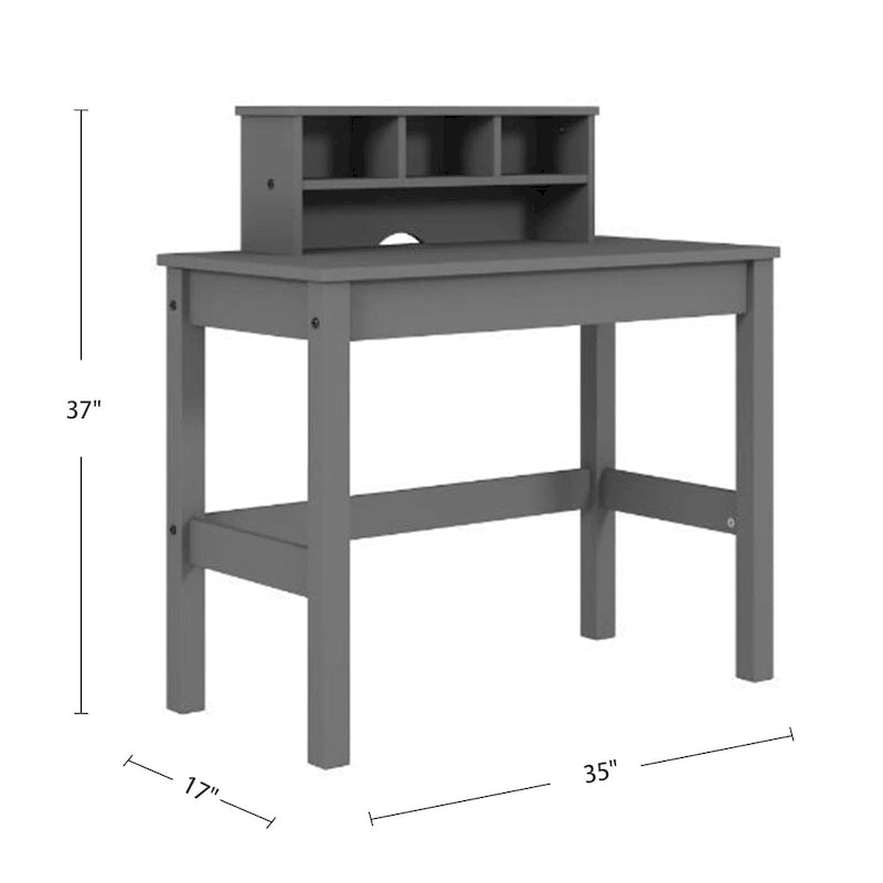 Bureau en bois avec huche de rangement, gris