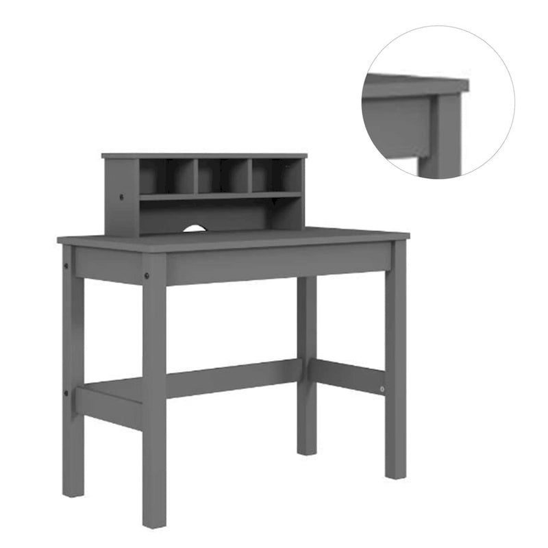 Bureau en bois avec huche de rangement, gris