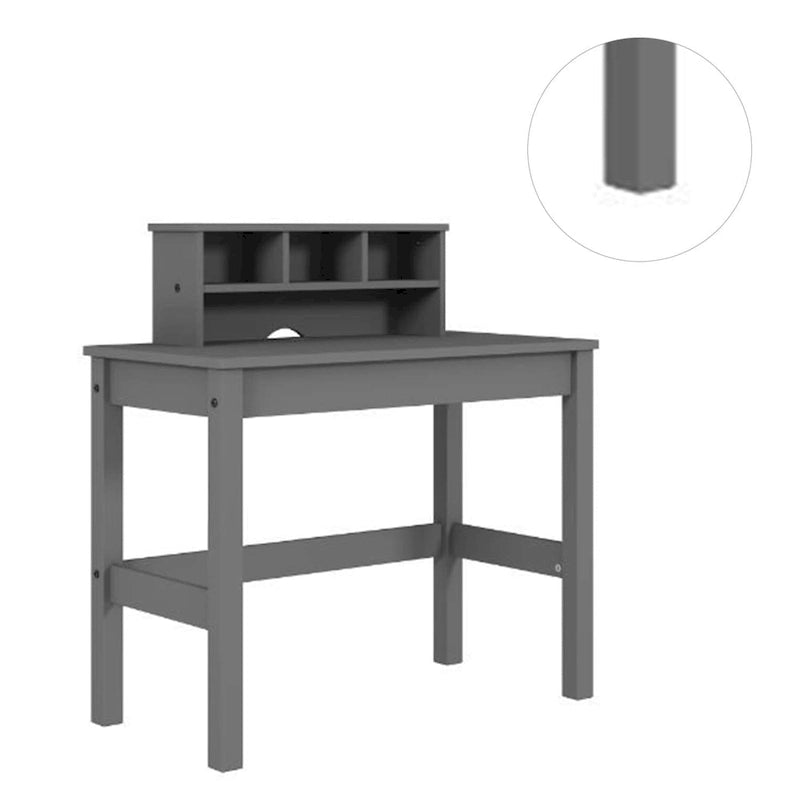 Bureau en bois avec huche de rangement, gris