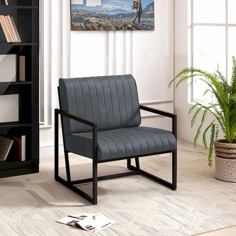 Fauteuil d'appoint en similicuir avec dossier rembourré épais