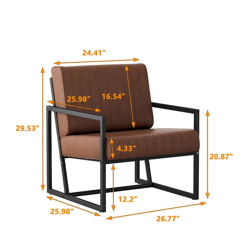 Fauteuil d'appoint en similicuir avec dossier rembourré épais