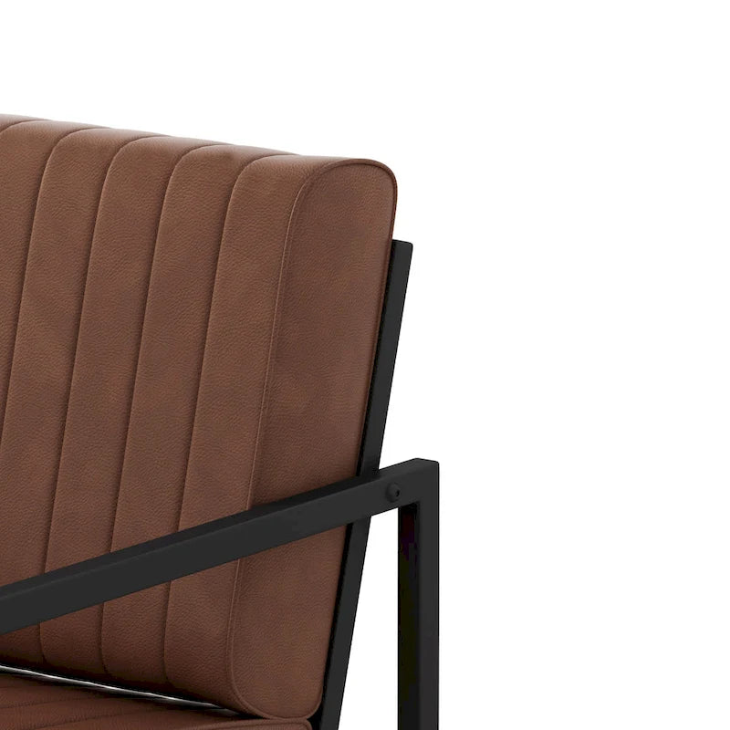 Fauteuil d'appoint en similicuir avec dossier rembourré épais