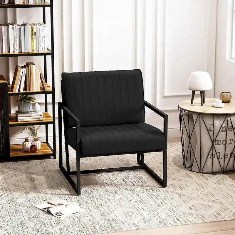 Fauteuil d'appoint en similicuir avec dossier rembourré épais