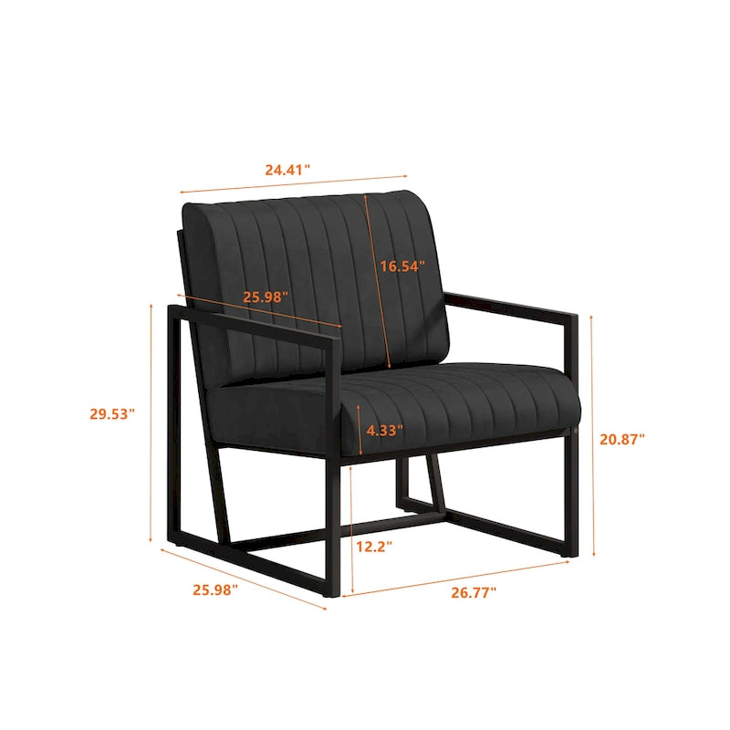 Fauteuil d'appoint en similicuir avec dossier rembourré épais