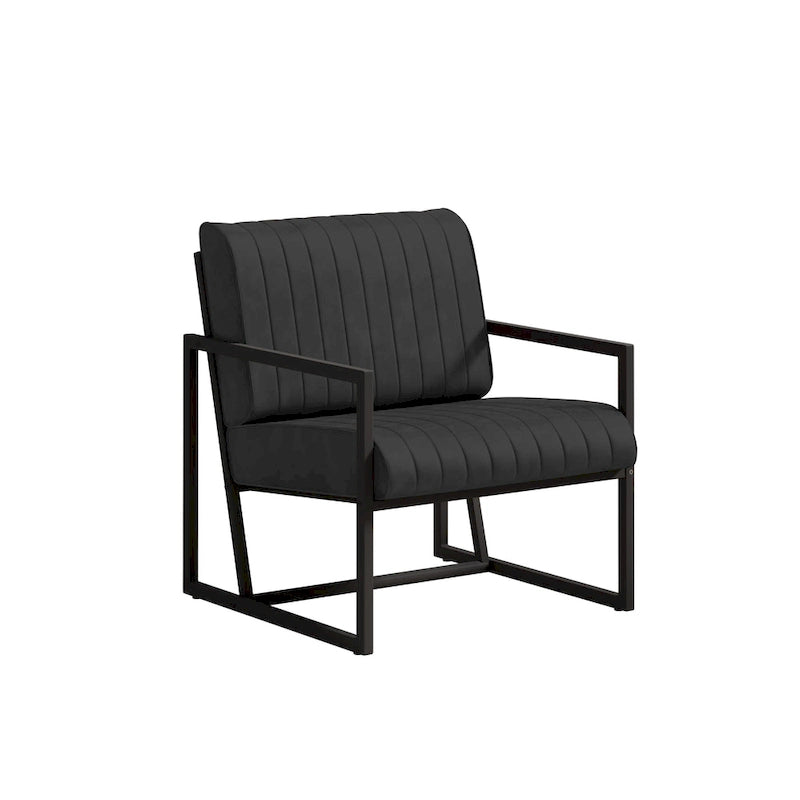 Fauteuil d'appoint en similicuir avec dossier rembourré épais