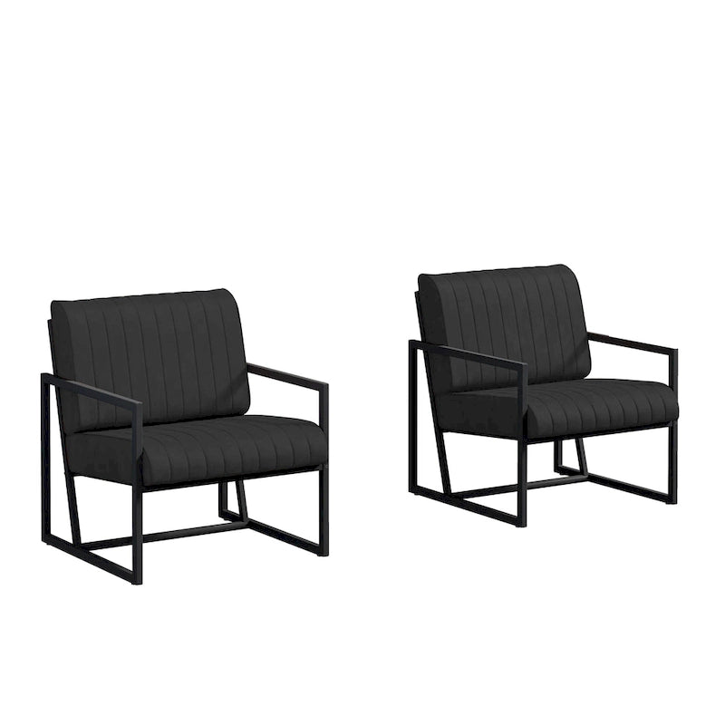 Fauteuil d'appoint en similicuir avec dossier rembourré épais