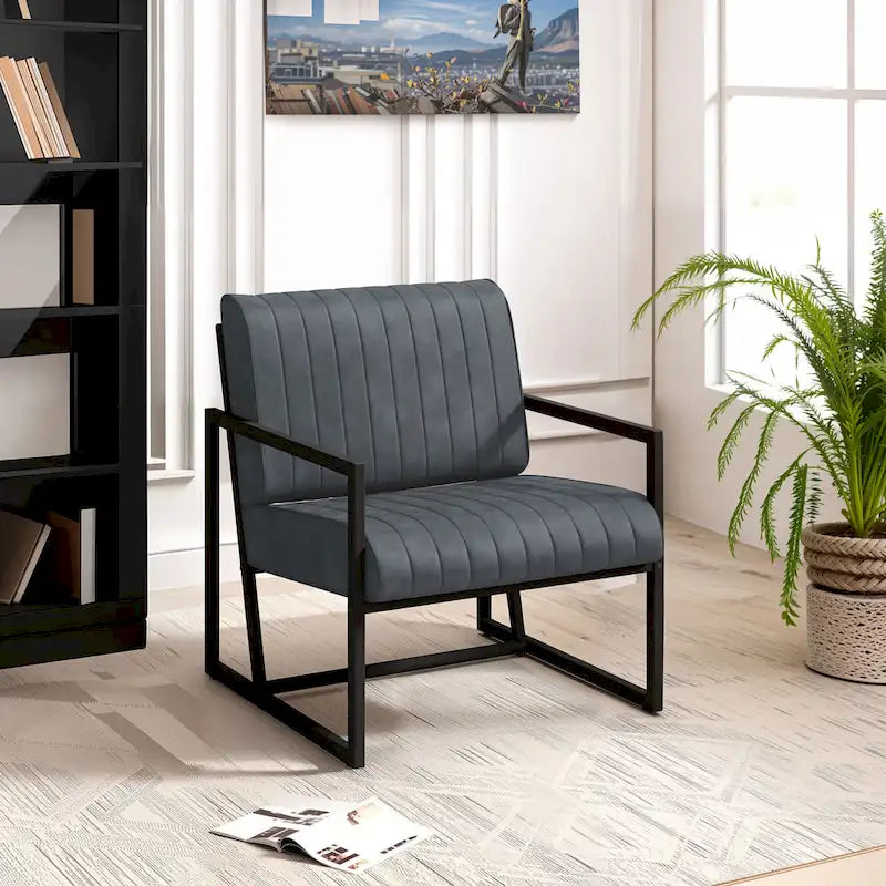 Fauteuil d'appoint en similicuir avec dossier rembourré épais