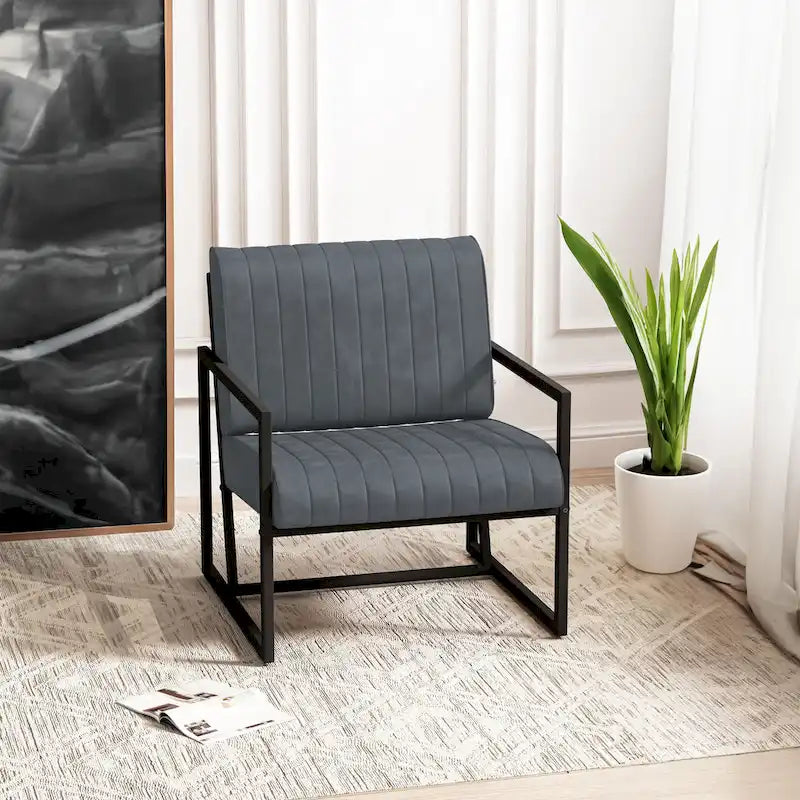 Fauteuil d'appoint en similicuir avec dossier rembourré épais