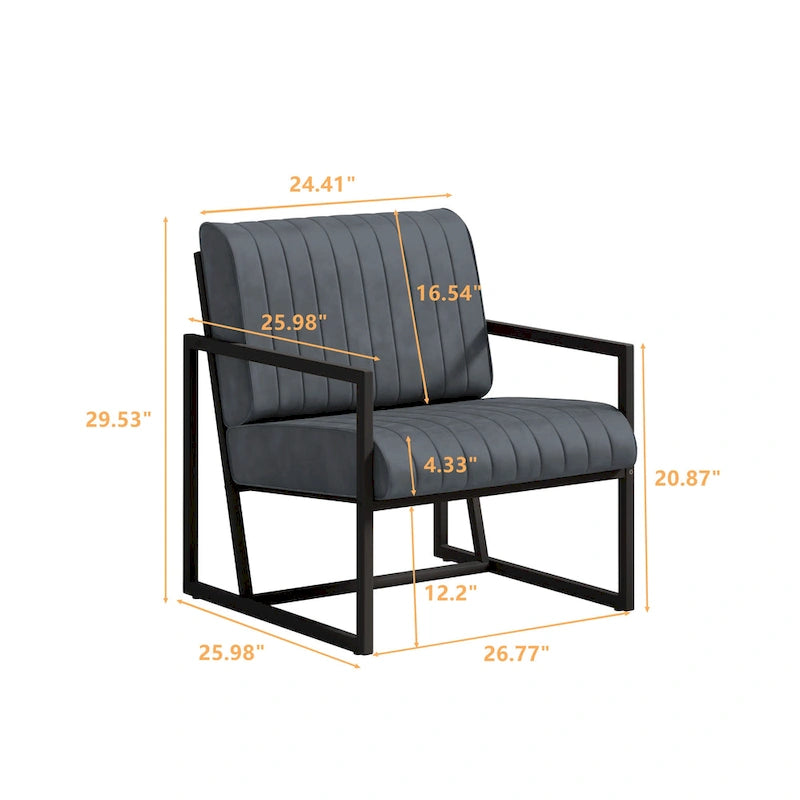 Fauteuil d'appoint en similicuir avec dossier rembourré épais