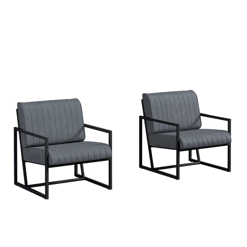 Fauteuil d'appoint en similicuir avec dossier rembourré épais