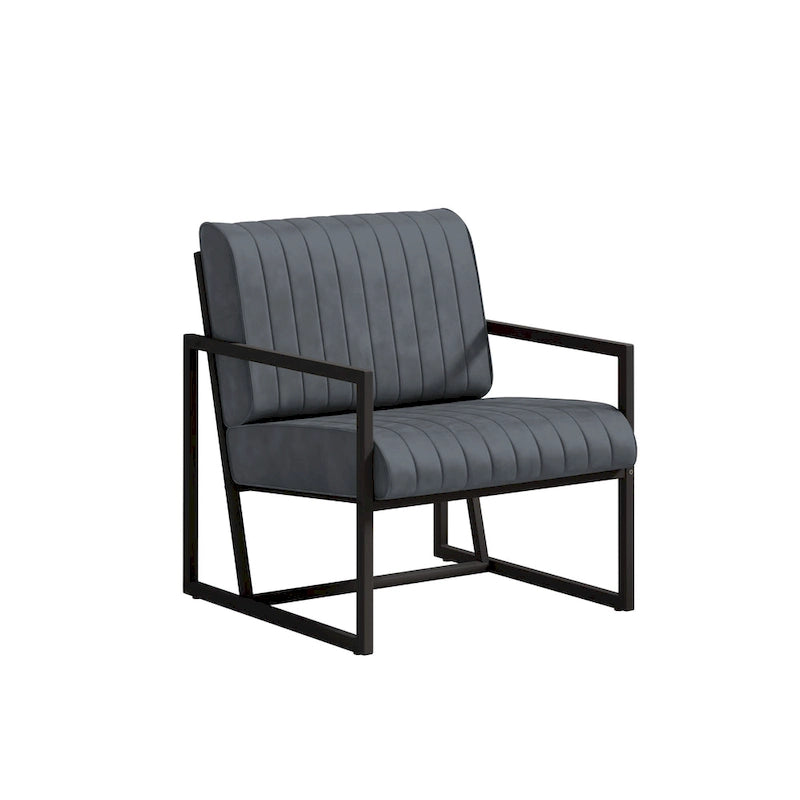 Fauteuil d'appoint en similicuir avec dossier rembourré épais