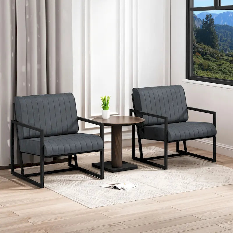 Fauteuil d'appoint en similicuir avec dossier rembourré épais