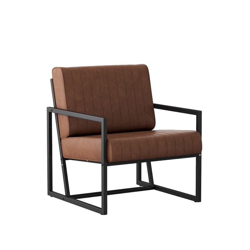 Fauteuil d'appoint en similicuir avec dossier rembourré épais