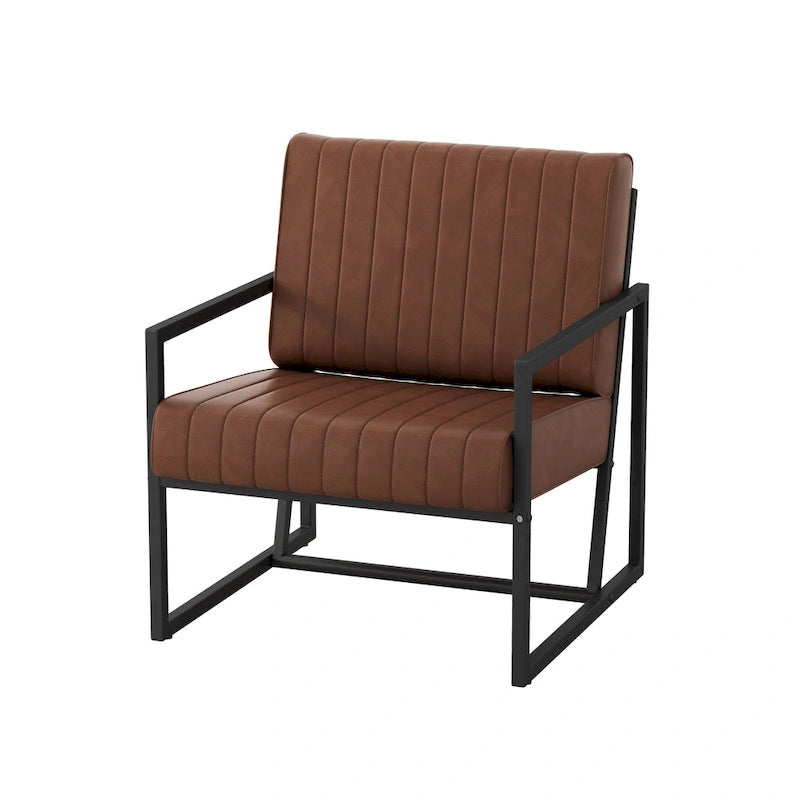 Fauteuil d'appoint en similicuir avec dossier rembourré épais
