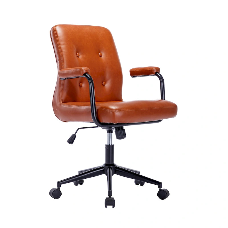 Chaise de bureau Porthos Home Ames en similicuir avec piètement à roulettes en acier, système d'inclinaison central