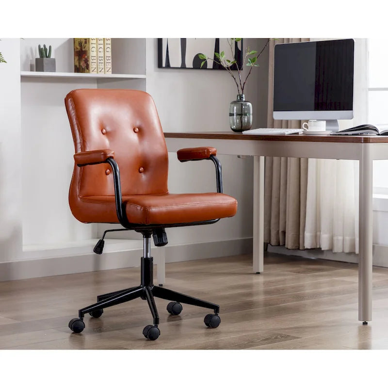 Chaise de bureau Porthos Home Ames en similicuir avec piètement à roulettes en acier, système d'inclinaison central