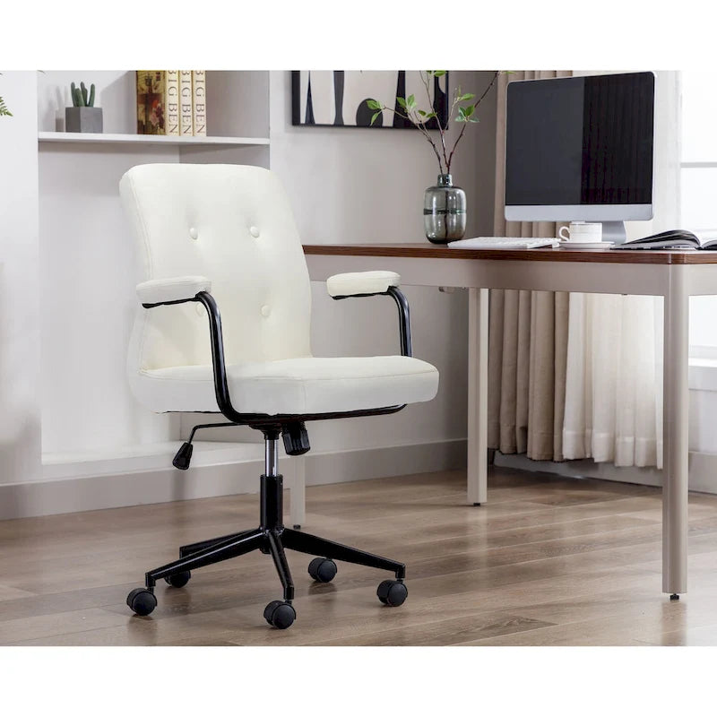 Chaise de bureau Porthos Home Ames en similicuir avec piètement à roulettes en acier, système d'inclinaison central