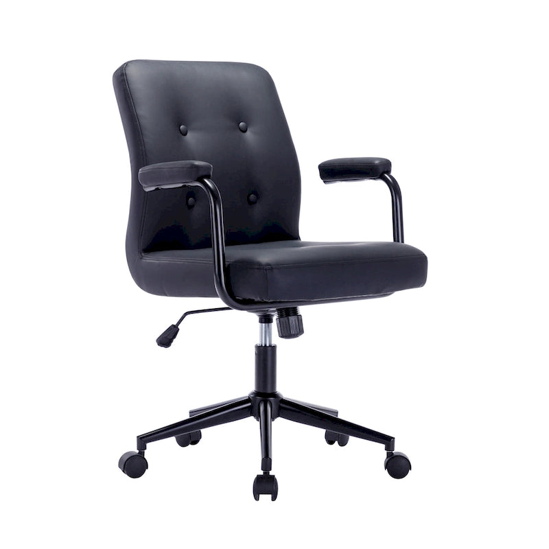 Chaise de bureau Porthos Home Ames en similicuir avec piètement à roulettes en acier, système d'inclinaison central