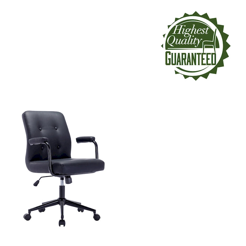 Chaise de bureau Porthos Home Ames en similicuir avec piètement à roulettes en acier, système d'inclinaison central