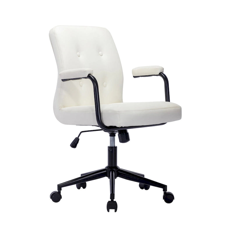 Chaise de bureau Porthos Home Ames en similicuir avec piètement à roulettes en acier, système d'inclinaison central