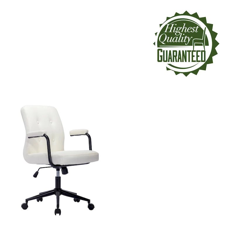 Chaise de bureau Porthos Home Ames en similicuir avec piètement à roulettes en acier, système d'inclinaison central