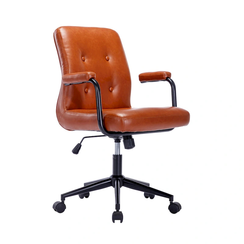 Chaise de bureau Porthos Home Ames en similicuir avec piètement à roulettes en acier, système d'inclinaison central