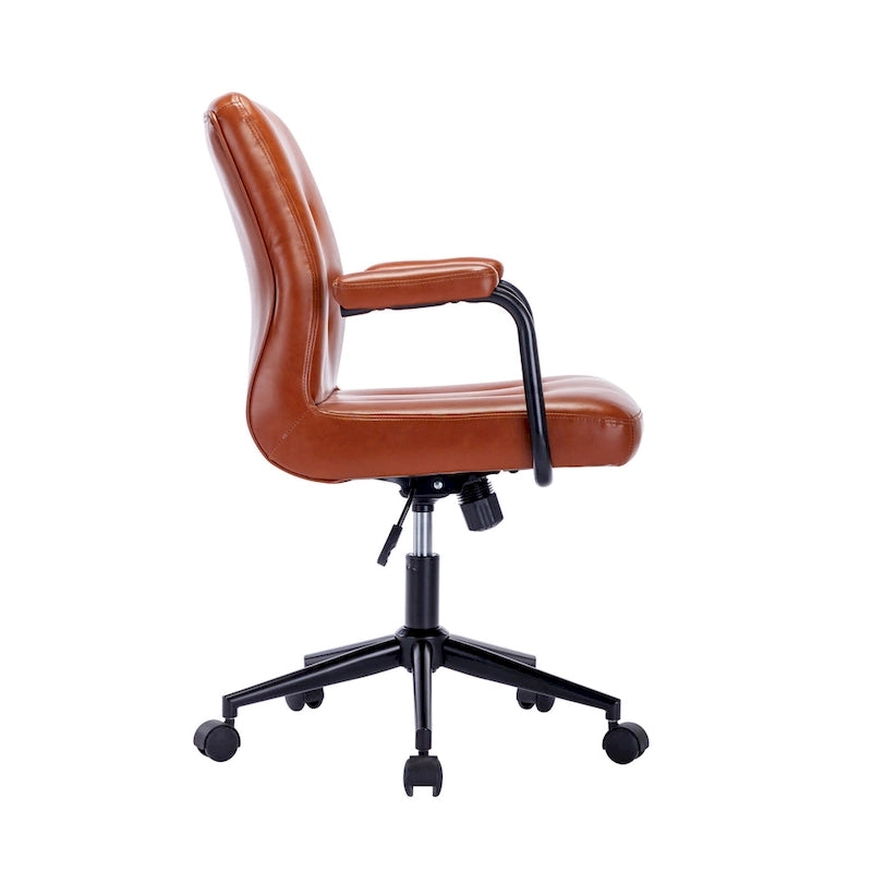 Chaise de bureau Porthos Home Ames en similicuir avec piètement à roulettes en acier, système d'inclinaison central