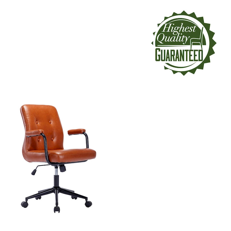 Chaise de bureau Porthos Home Ames en similicuir avec piètement à roulettes en acier, système d'inclinaison central