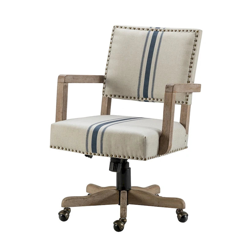 Chaise de bureau moderne Taresa à dossier mi-hauteur, pivotante et réglable en hauteur avec garniture cloutée par HULALA HOME