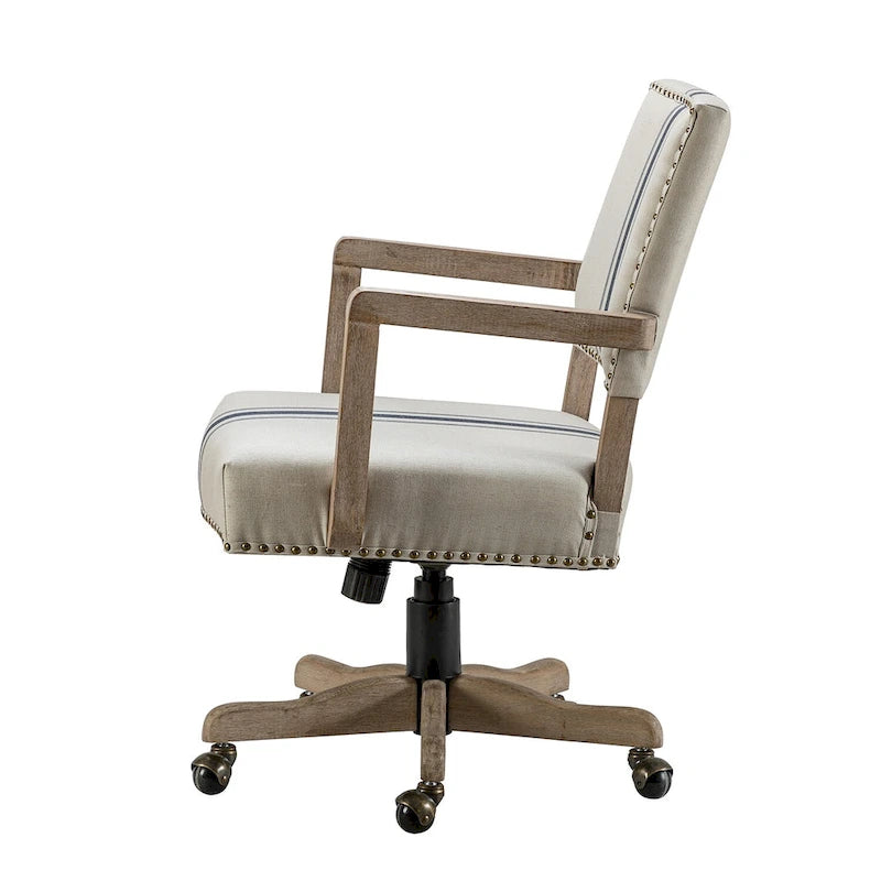 Chaise de bureau moderne Taresa à dossier mi-hauteur, pivotante et réglable en hauteur avec garniture cloutée par HULALA HOME
