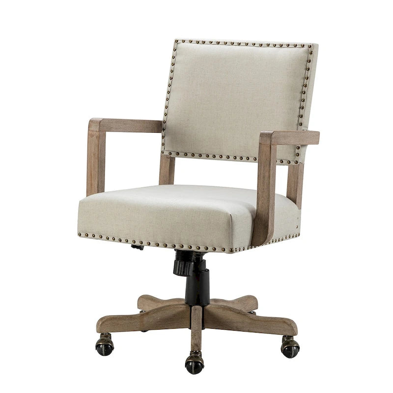 Chaise de bureau moderne Taresa à dossier mi-hauteur, pivotante et réglable en hauteur avec garniture cloutée par HULALA HOME