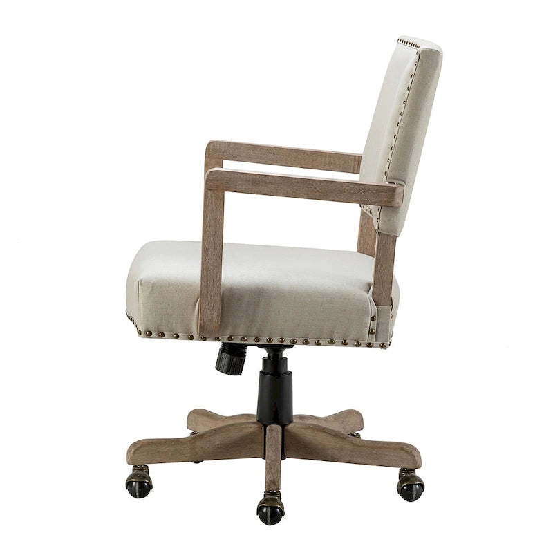 Chaise de bureau moderne Taresa à dossier mi-hauteur, pivotante et réglable en hauteur avec garniture cloutée par HULALA HOME
