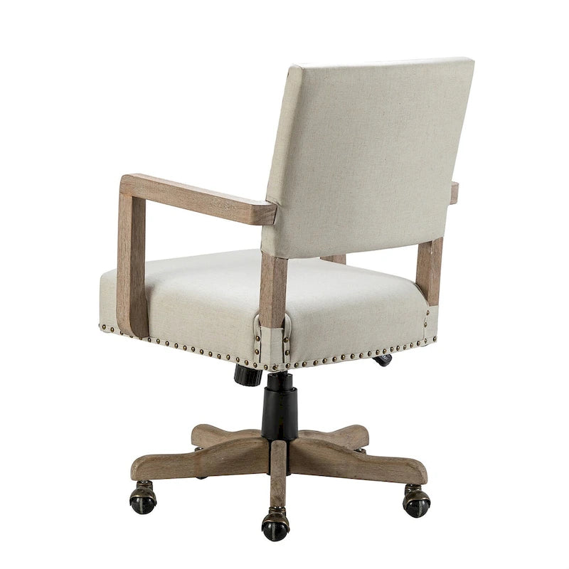 Chaise de bureau moderne Taresa à dossier mi-hauteur, pivotante et réglable en hauteur avec garniture cloutée par HULALA HOME