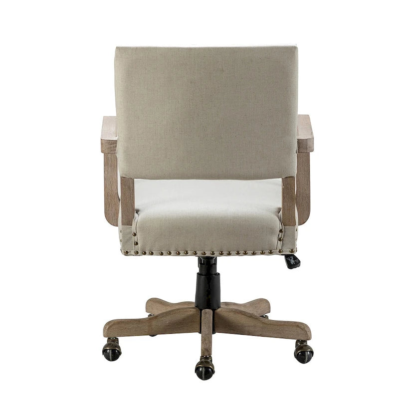 Chaise de bureau moderne Taresa à dossier mi-hauteur, pivotante et réglable en hauteur avec garniture cloutée par HULALA HOME