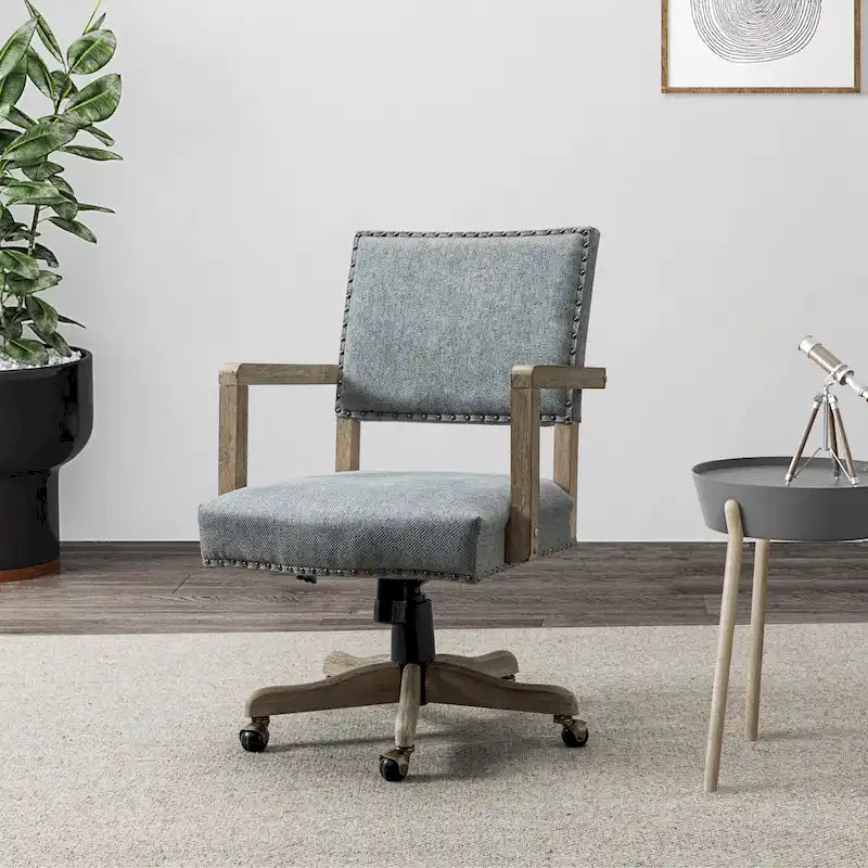 Chaise de bureau moderne Taresa à dossier mi-hauteur, pivotante et réglable en hauteur avec garniture cloutée par HULALA HOME