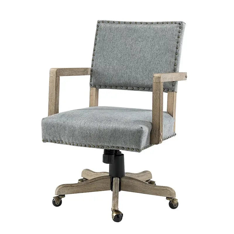 Chaise de bureau moderne Taresa à dossier mi-hauteur, pivotante et réglable en hauteur avec garniture cloutée par HULALA HOME