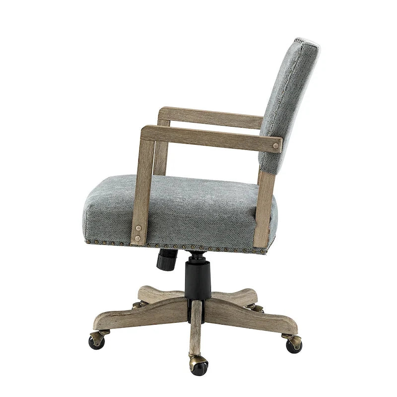 Chaise de bureau moderne Taresa à dossier mi-hauteur, pivotante et réglable en hauteur avec garniture cloutée par HULALA HOME