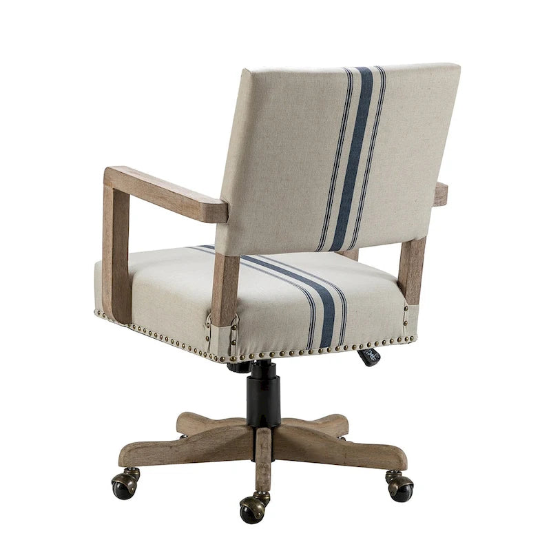 Chaise de bureau moderne Taresa à dossier mi-hauteur, pivotante et réglable en hauteur avec garniture cloutée par HULALA HOME