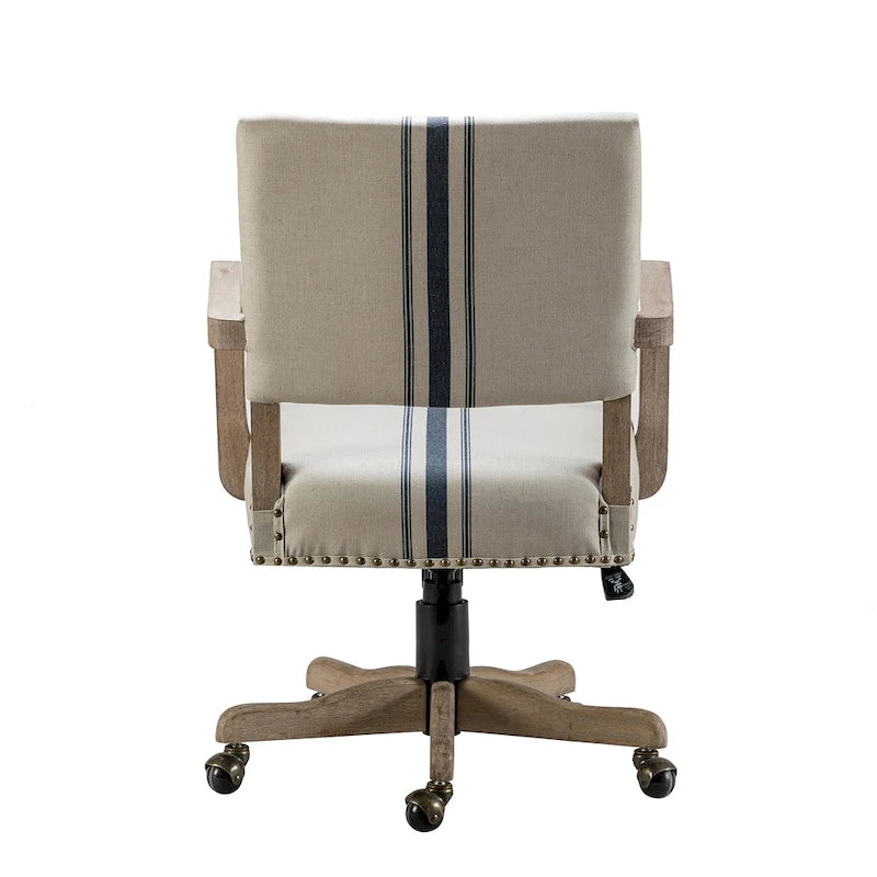 Chaise de bureau moderne Taresa à dossier mi-hauteur, pivotante et réglable en hauteur avec garniture cloutée par HULALA HOME