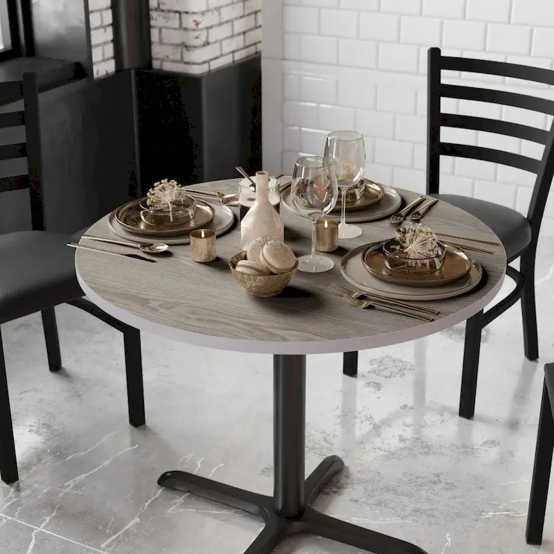 Dessus de table rond de 36 po avec dessus laminé réversible