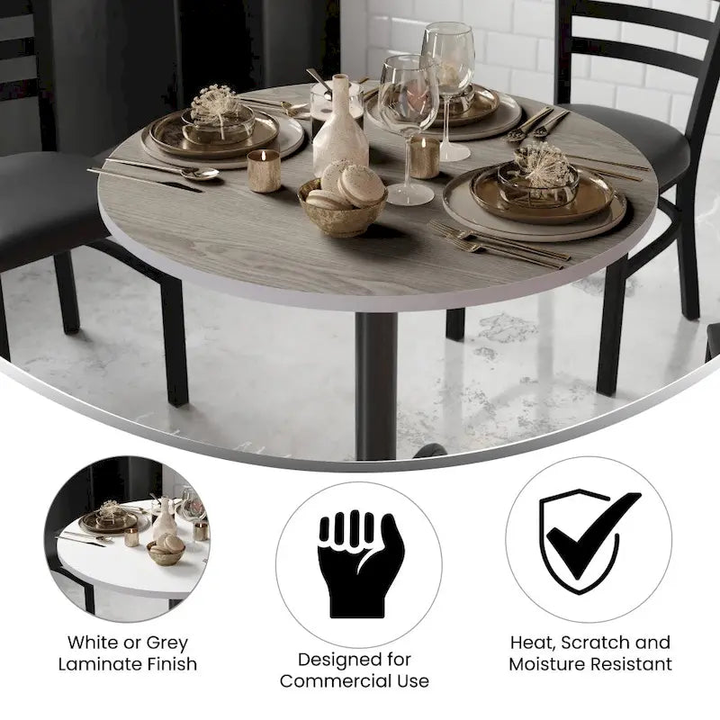 Dessus de table rond de 36 po avec dessus laminé réversible