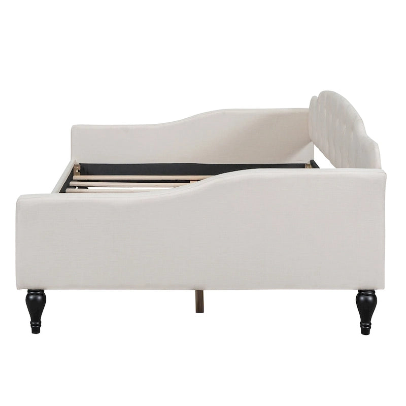 Lit de repos capitonné pleine grandeur, beige